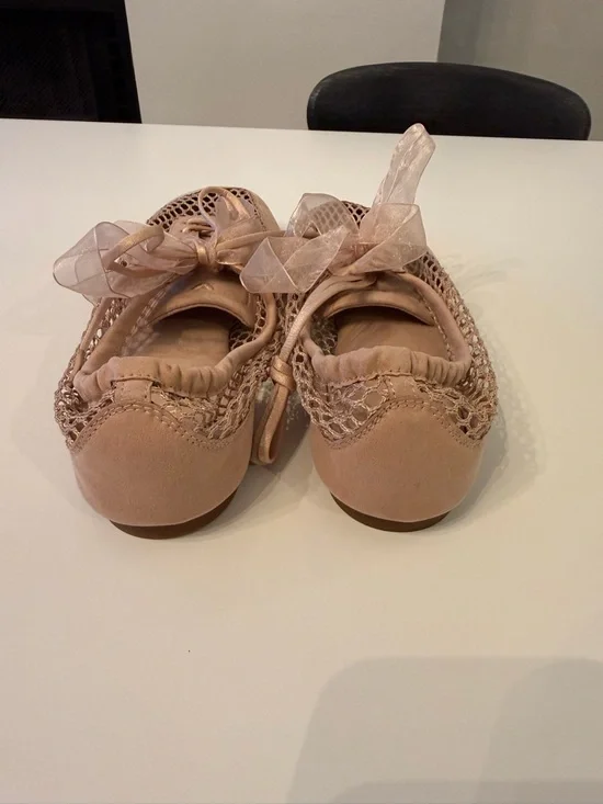 VIVAIA Cristina Sneakerina Mesh Ribbon Lace-Up Ballet Flats in Blush - Picture 3 of 6